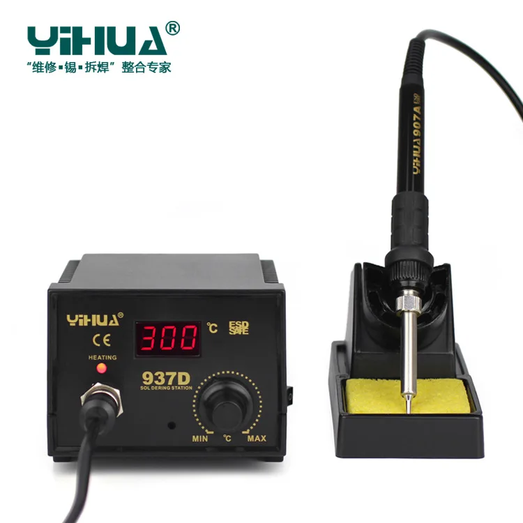YIHUA 937D Высококачественная цифровая паяльная станция 110 В/220 В 45 Вт с контролем