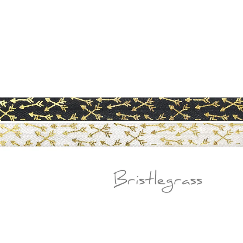 BRISTLEGRASS 50 ярдов 5/" 1,5 см цвета: золотистый, стрелка из фольги враг печати откидной эластичный повязка на голову, повязка на голову галстук-бабочка кружевной отделкой DIY швейных Carft