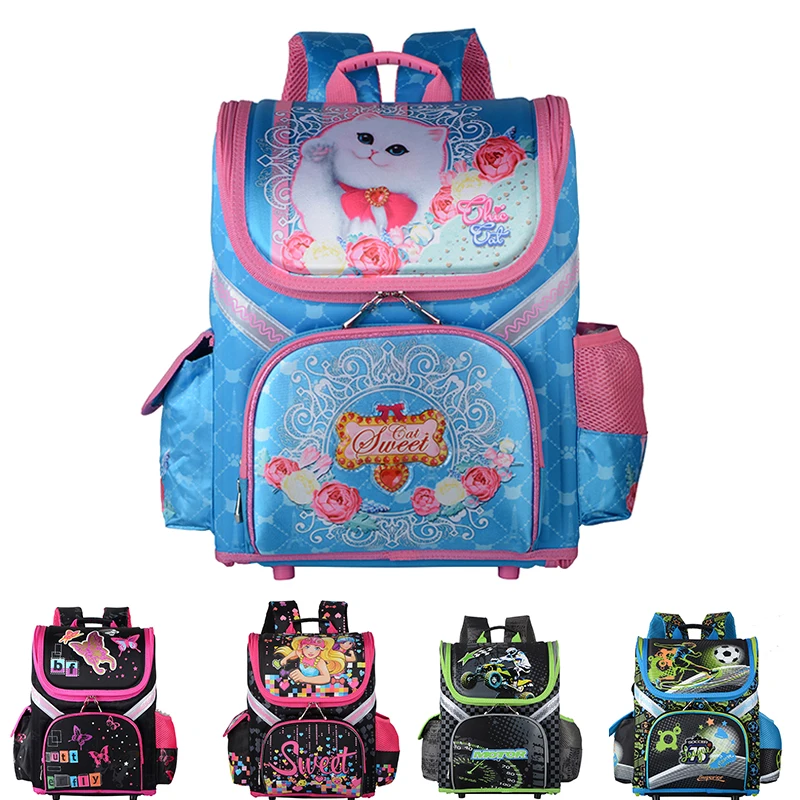 

2019 New Bag For School Children School Backpack Boys Girls Orthopedic 3D Animal Cat Kids School Bags Boy Cartoon Knapsack