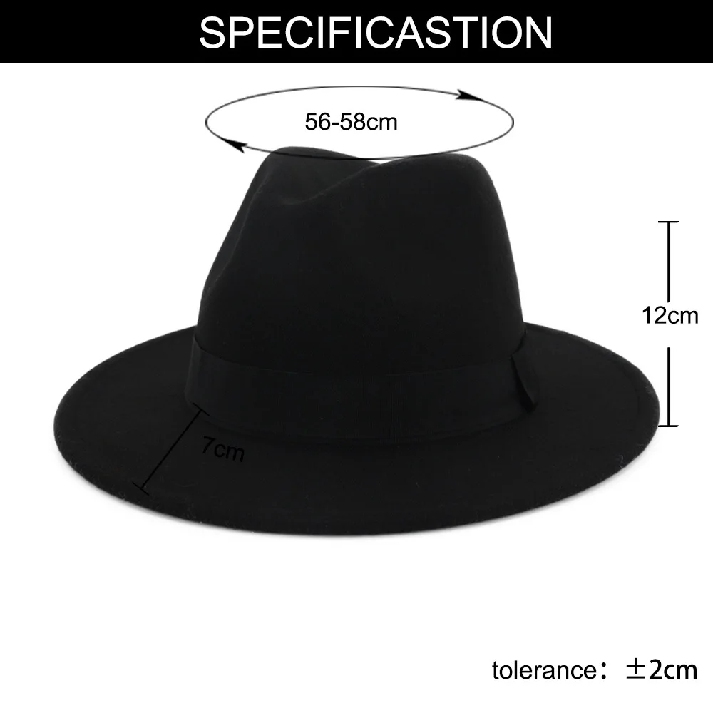 2020 winter fedora hats for women fashion Flat wide Brim Wool Felt Jazz Hats for men black and red goth top vintage wedding Hat straw fedora hat mens