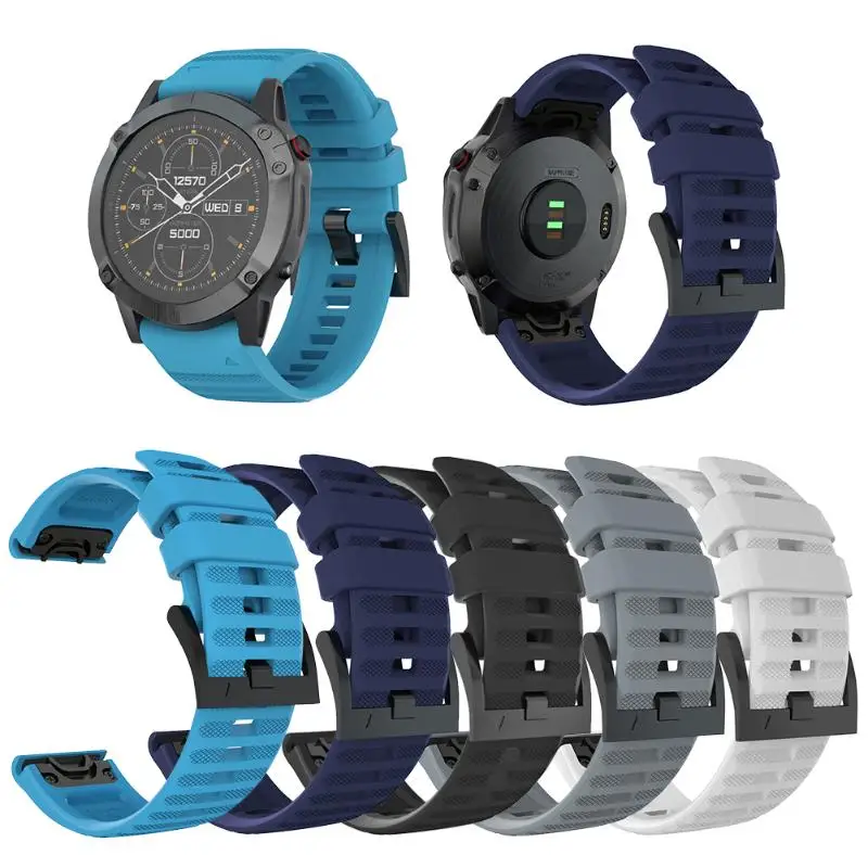 

Watch Band 26mm Silicone Adjustable Length Wrist Strap with Buckle for Garmin Fenix 6X Smart Watch Accessories
