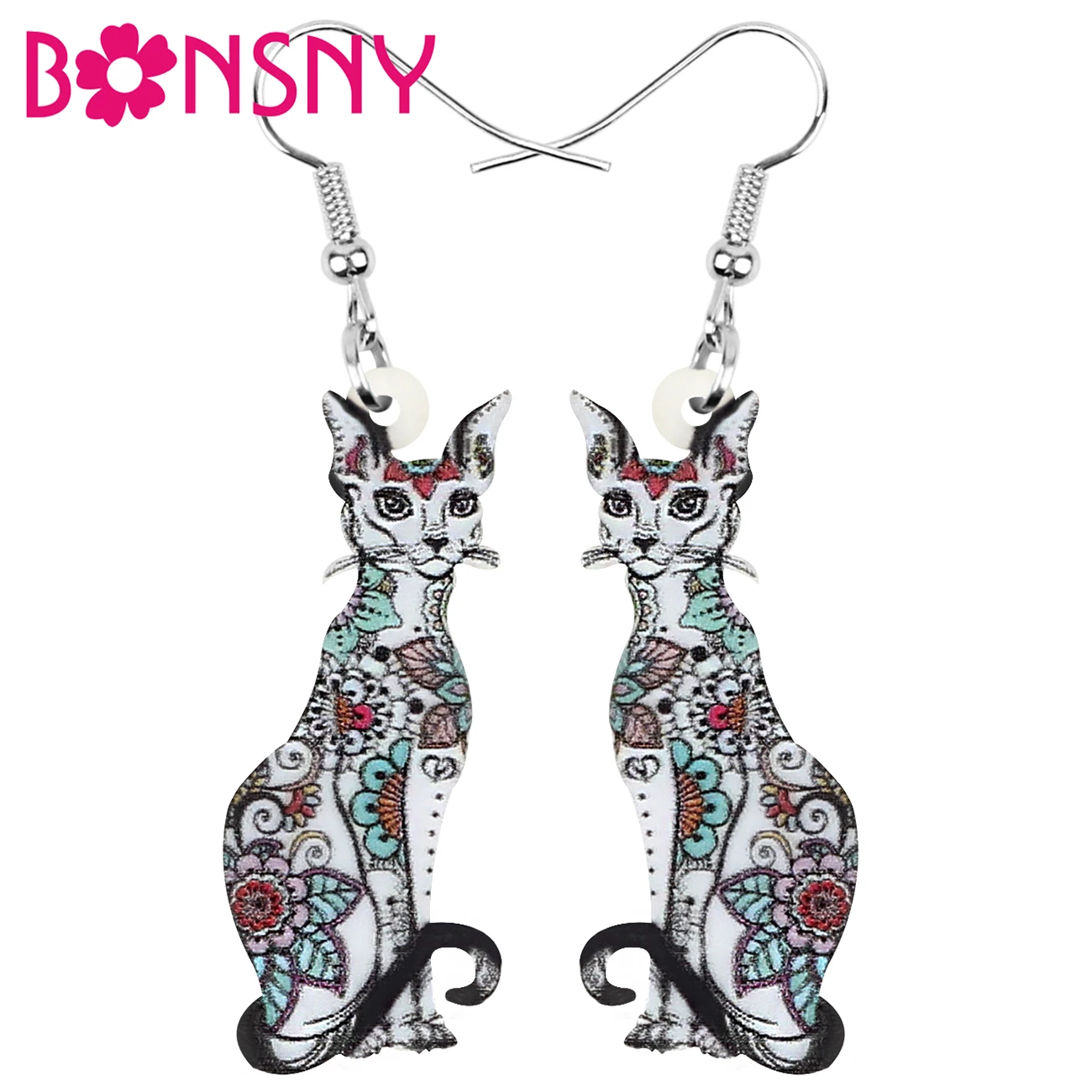Bonsny акриловые канадские серьги-коты без волос цветочный милый котенок животные