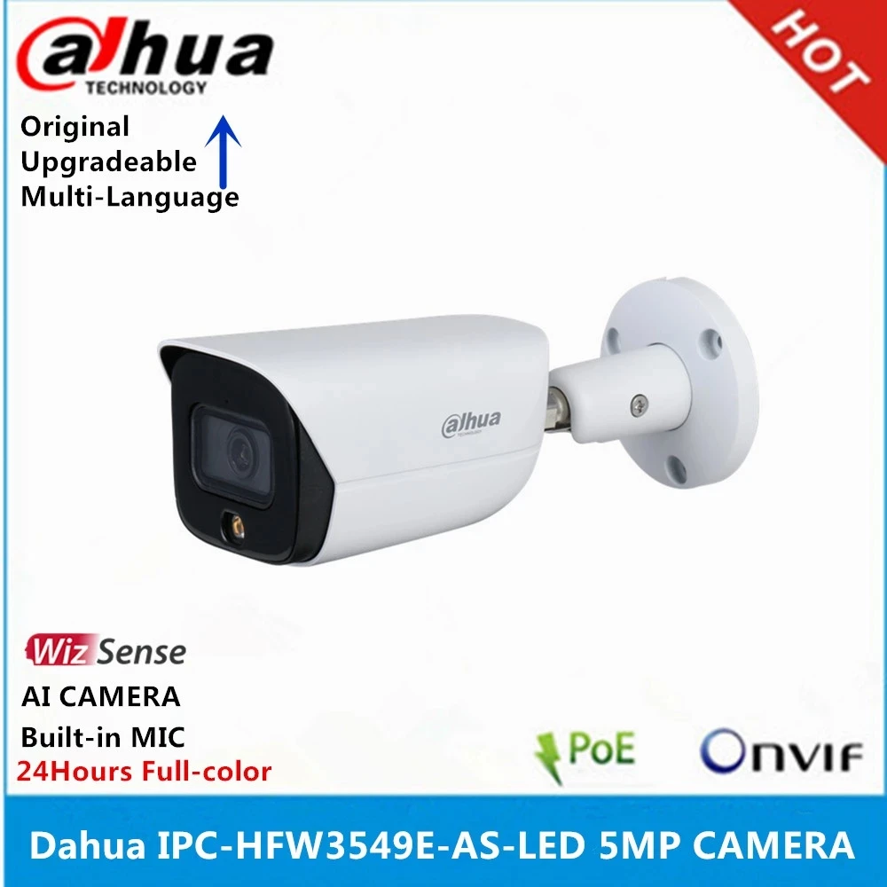 Dahua IPC HFW3549E AS LED 5 Мп Встроенный микрофон WizSense IP камера 24 часа полноцветная IP67 ИК 30 м