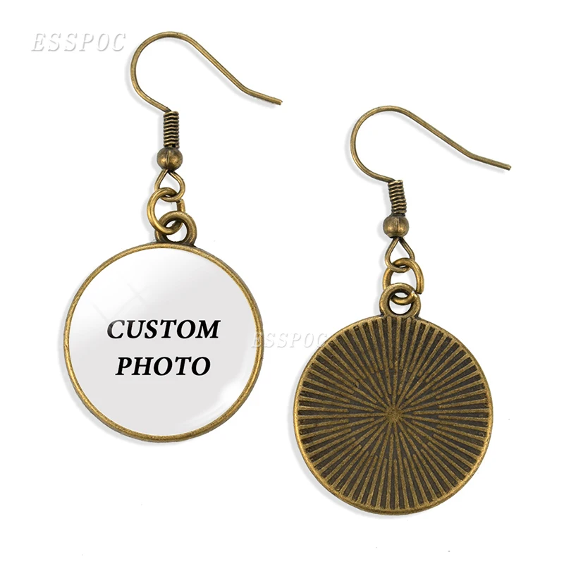 

Personality Vintage Earrings Customized Earrings Photo of Your Friends Baby Mom Lover Custom Pin Glass Earrings Gift for Family