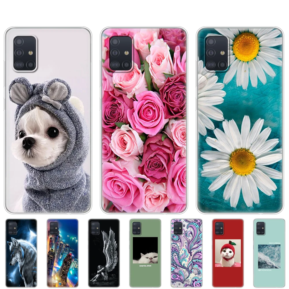 Чехол для Samsung Galaxy A51 силиконовый прозрачный чехол накладка телефона A515 мягкий 6 5