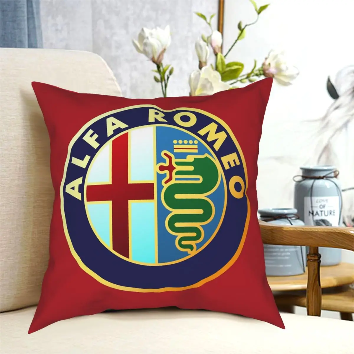 

Alfa Romeo Classic Car Pillowcase Polyester Pattern Zip Decor Pillow Case Sofa Cushion Cover 45*45cm
