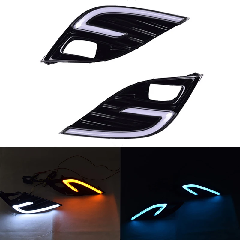 

2Pcs 3 Colors Auto DRL 12V LED Daytime Running Light Turn Signal Day Light For Toyota Camry 2018 2019 XSE SE
