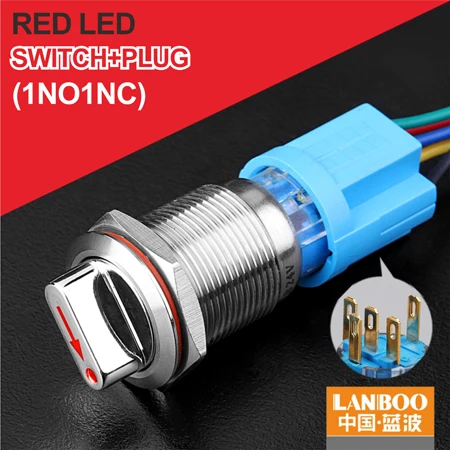 R Button Plug 1NO1NC 19 мм 22 мм из нержавеющей стали 9v 12v 48V 3A IP67 ручка переключателя - Цвет: R Button Plug 1NO1NC