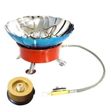 

4 Type Windproof Stove Cooker Cookware Gas Burners For Camping Picnic Cookout Bbq D