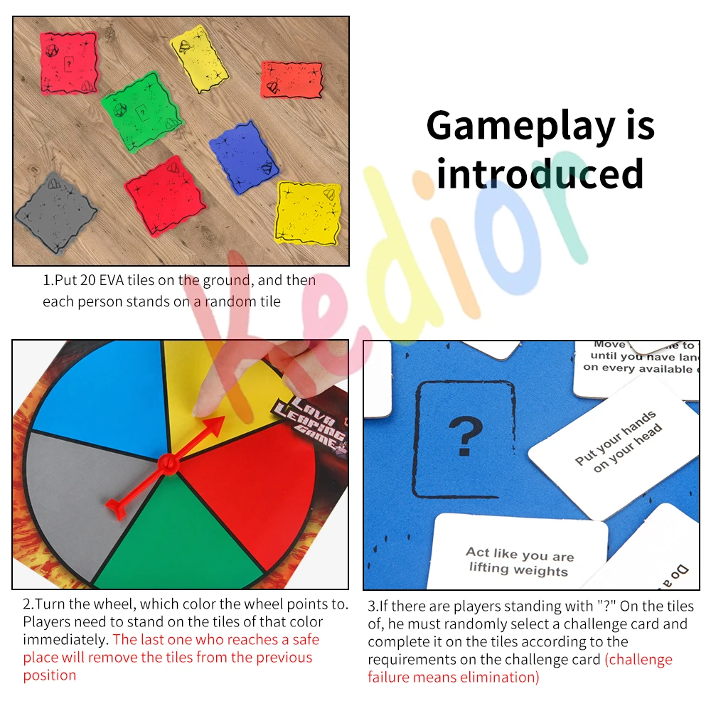 Board Game The Floor Is Lava Children's Rotating Card Game Family Physical Activity Fun Jumping Games Indoor & Outdoor Kids Toys