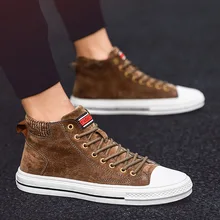 Повседневные мужские туфли из вулканизированной кожи в стиле ретро; тканевые туфли на плоской подошве со шнуровкой; высокие весенне-осенние классические студенческие кроссовки для мальчиков