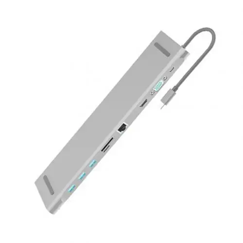 Muiti usb-хаб 3,0 USB C концентратор USB разветвитель 3,0 type C концентратор 10 портов USB-C Hab все в одном для компьютера ноутбука док-станция - Цвет: Серебристый