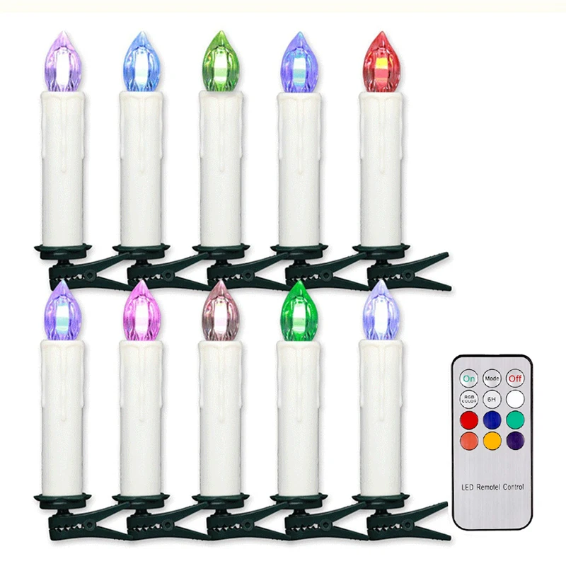 Tree Decoration LED Candles with Remote Control 6 Colors Flameless Tealights Battery Operated for Home Christmas Party Holiday