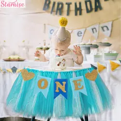 Staraise первый день рождения ребенка синий розовый баннер стула один год 1-й День рождения украшение мальчик девочка я один Бантинг поставки