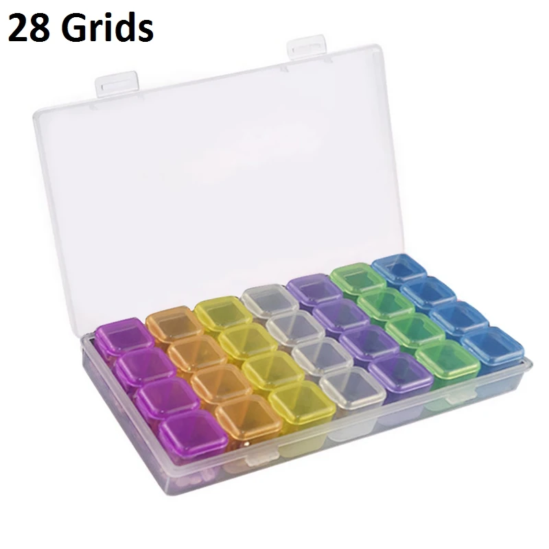 28grids F 4/28/56 сетки 5D DIY алмазная живопись дрель коробка ювелирных изделий Стразы Вышивка с украшением в виде кристаллов бисера, органайзер, хранилище, сумочка, Чехол Контейнер - Цвет: 28grids F