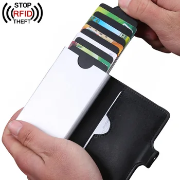 

Casual Men Credit Card Holder Rifd Blocking Bank Card Wallet For Women Bank ID Card Holder PU Leather Hasp Male Purse Anti-thief