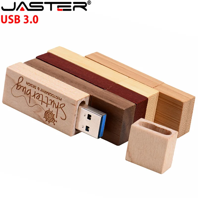 JASTER USB 3,0 Пользовательский логотип Деревянная Карта памяти usb флэш-накопитель 4 ГБ 8 ГБ 16 ГБ 32 ГБ 64 ГБ U диск свадебные подарки