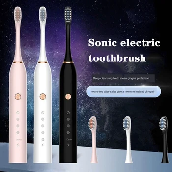 

Sonic Electric Toothbrush Rechargeable Ultrasonic Washable Electronic Whitening Waterproof Teeth Brush Replacement Heads Set