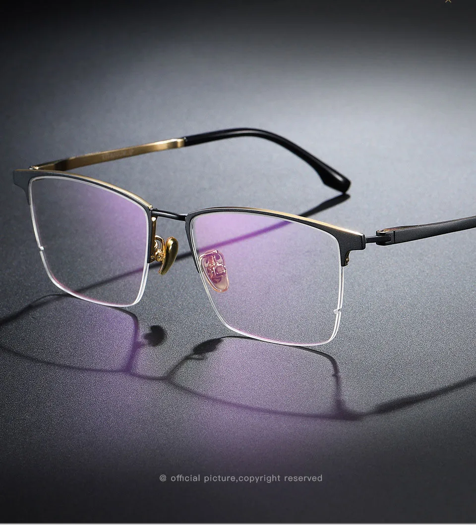 Титановая оправа для очков Мужские квадратные полуоправы очки Gafas близорукость oculos de grau masculino