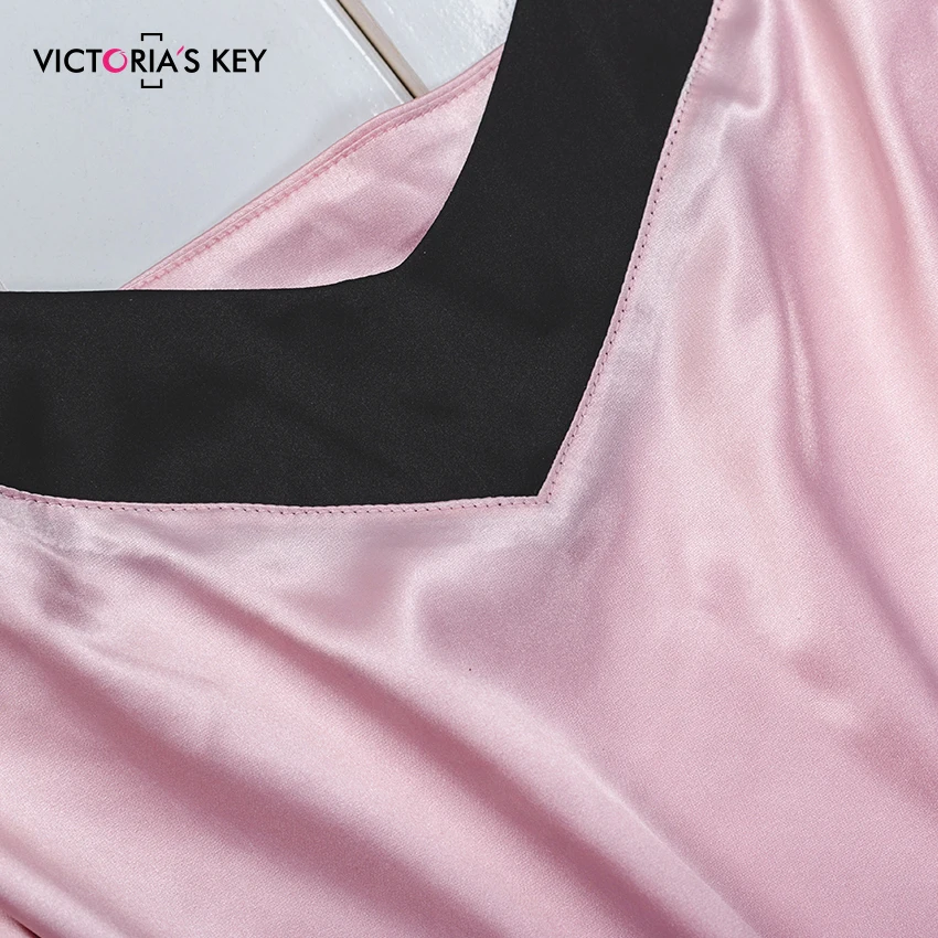 Викториаский ключ розовый атласный Cami PJ набор летние сексуальные пижамы для женщин без рукавов пижамы V образным вырезом Шелковый топ шорты набор Femme