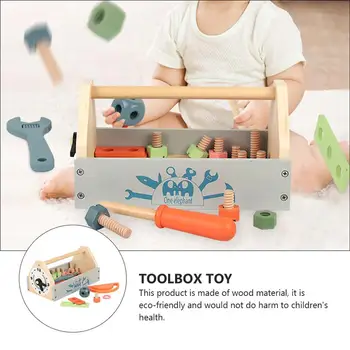 

1 Set Kids Repairing Kit Toy Simulation Tool Toys Basket Pretend Play Tool Cabinet Toolbox Wooden Kids Educational Toy