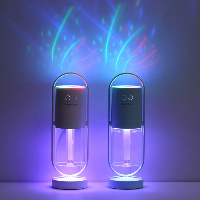 

USB Portable Air Humidifier Cartoon Bottle Mist Maker Aroma Diffuser For Home Office Refresher With LED Projector Lamp 2020