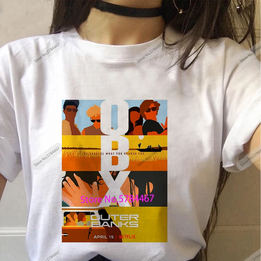 

Vogue Outer Banks women t shirt harajuku aesthetic letters Pogue Life T-Shirt OBX bus Tee harajuku John B & JJ Korean Style Tops