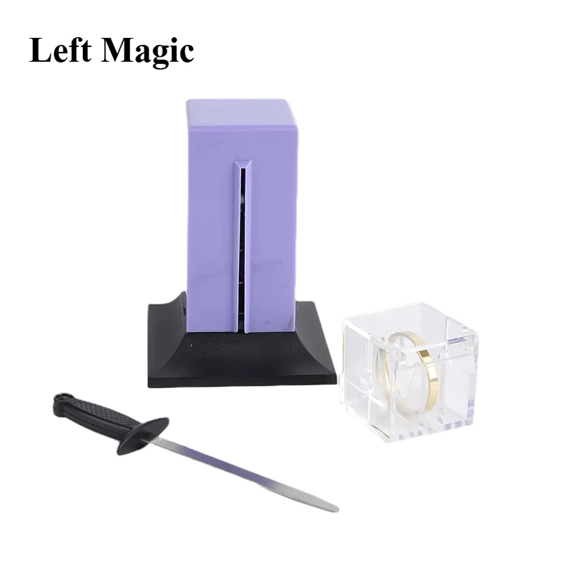 Magic Tricks Toy Magic Props Toy Magic Tricks Props Tenyo Sword Through Ring Inside Casket (Crystal Cleaver) Magic Tricks Penetrating Sword Thru Magic Props Gimmick Accessories Toy