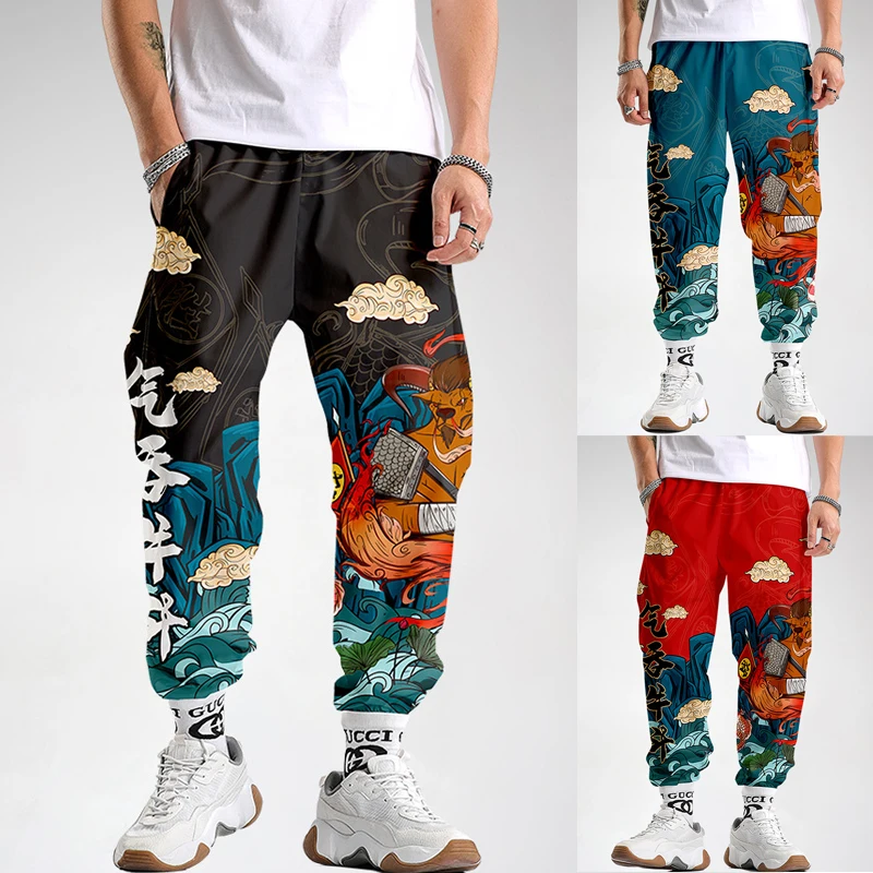 

Брюки мужские повседневные в стиле Харадзюку, модная уличная одежда в стиле хип-хоп, брюки-султанки в китайском стиле ретро с принтом Журавля, спортивные штаны в стиле Харадзюку