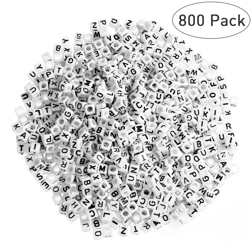 800pcs White As Pic 500/600/800 шт 6 мм бусины для самостоятельного изготовления украшений акриловые буквы алфавита кубчиеские бусины для самостоятельного изготовления ювелирных изделий Браслеты ожерелья детские игрушки - Цвет: 800pcs White As Pic
