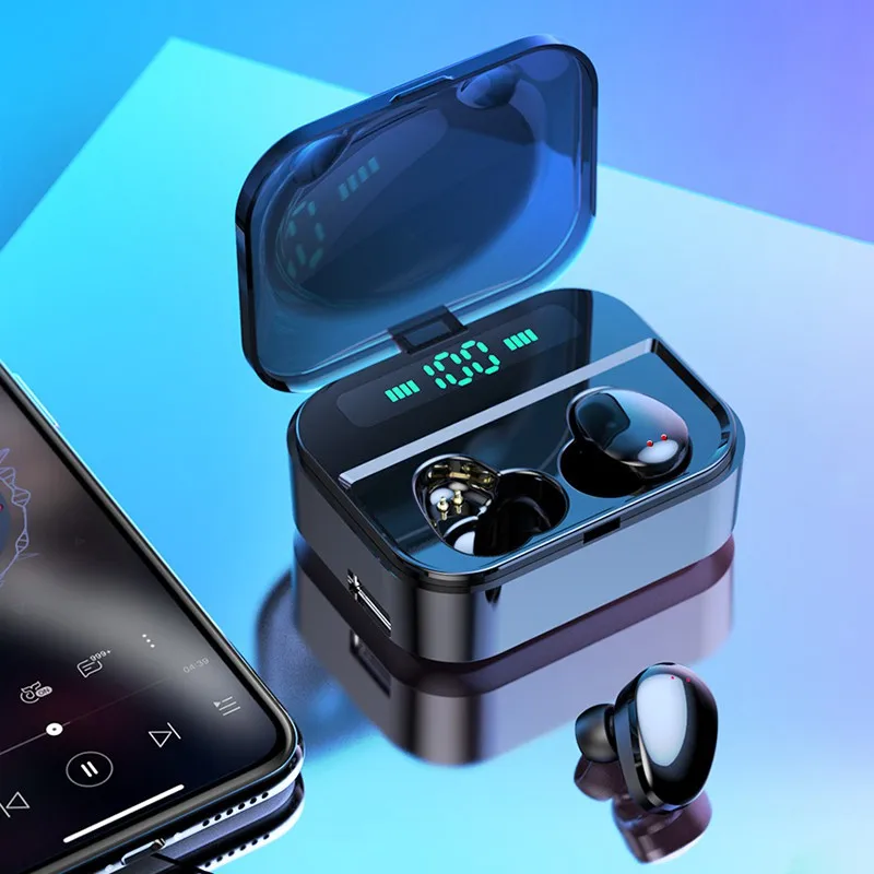 TWS Bluetooth наушники со светодиодный дисплеем настоящие беспроводные наушники мини водонепроницаемые наушники с аккумулятором 3600 мАч