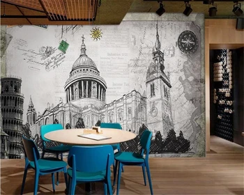 

beibehang Custom 3D Mural Wallpaper Photo Nostalgia Paris Tower Europe and America Oil Painting TV Canvas Wallpaper Modern