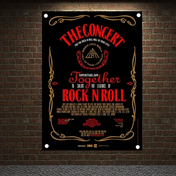 

Large Music Illustrated Rock Band Posters Wall Stickers High Grade Canvas Art Four Holes Banners & Flags Home Decoration Gift O
