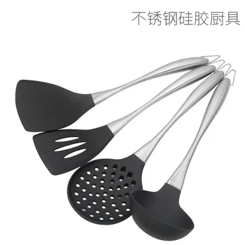 

Kitchen Supplies Set Stainless Steel Silicone Spatula　 High-temperature Resistant Cooking Non-stick Pot Handle Silica Gel Kitche