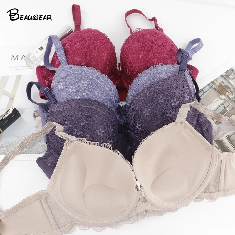 Beauwear сексуальные толстые чашки Бюстгальтеры для женщин Мода Пуш Ап Бюстгальтер с косточками нижнее белье 3/4 чашка Bh размера плюс нижнее белье бюстгальтер