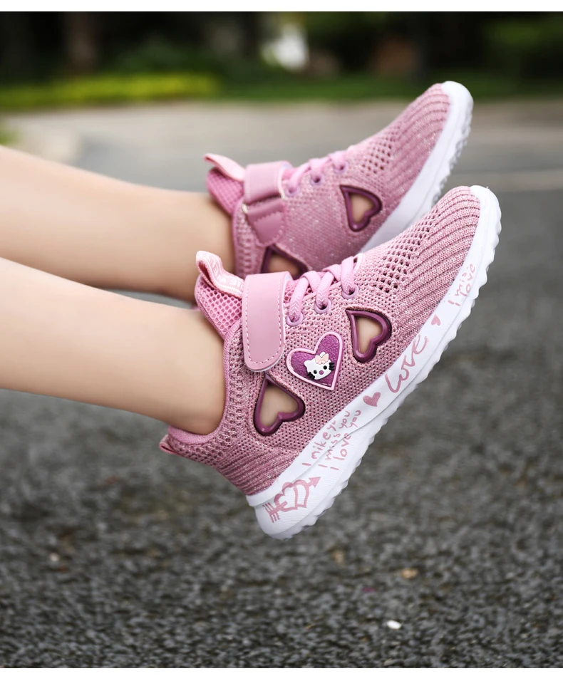 Children Mesh Casual Shoes Girl Sneakers Kids Banner Sport Footwear Kids Shoes for Girl Light Shoes Cute Pink Flat Shoes Winter