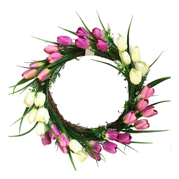 

1 PC Wedding Decoration Tulip Garland Simulation Wedding Hanging Decoration Flowers Wreath Party Supplies For Door Wall Showcase
