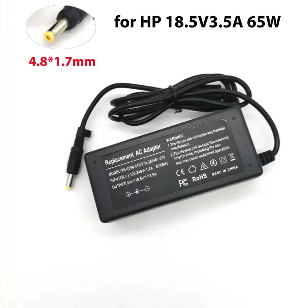 Adaptador de corriente de 18.5V AC para ordenador portátil HP, fuente de alimentación para portátil HP, 18.5V 3.5A, conector 4.8x1.7 mm, para HP Compaq 500 510 520 530 540 550 620 625 CQ515, 2019