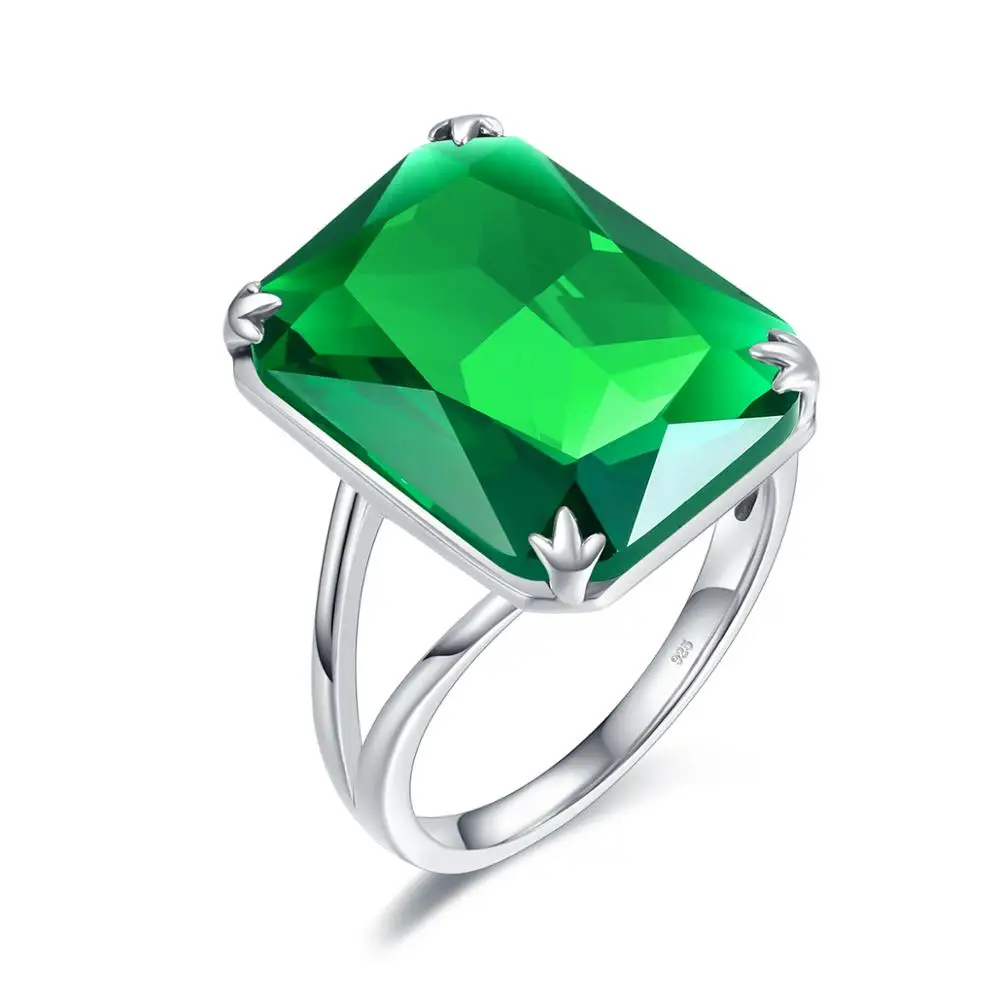 

18K White Gold Emerald Rings for Women Trendy Real Silver 925 Ring Women Jewelry Brand Wedding Anniversary Party Gift Wholesale