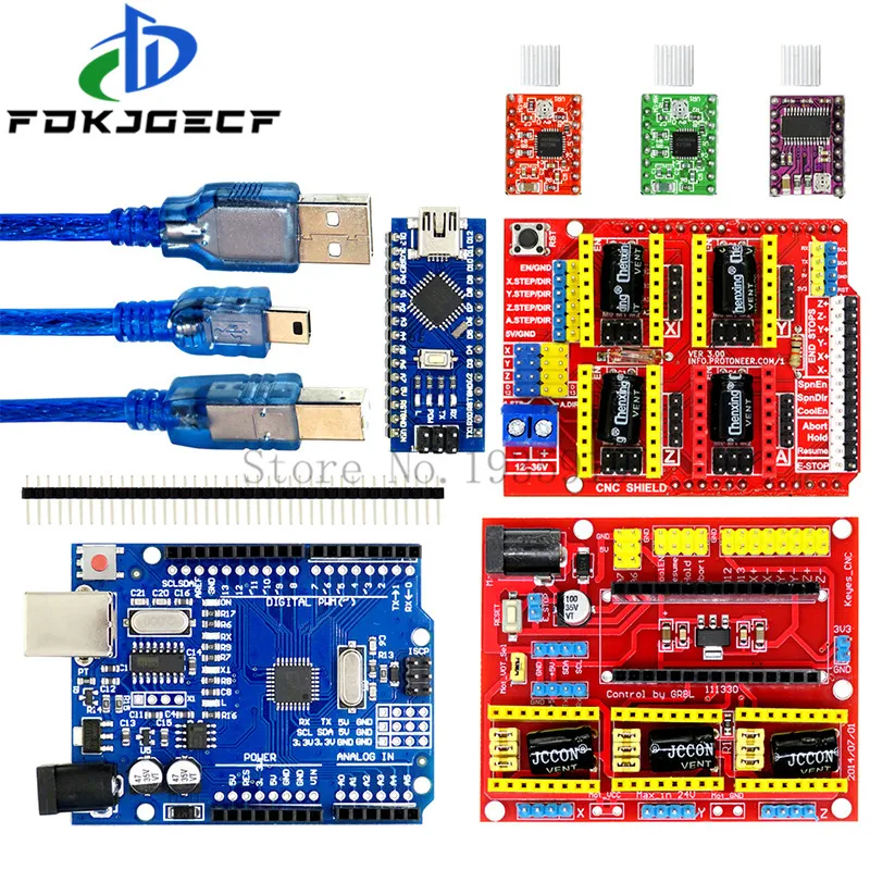 ЧПУ щит V3 V4 гравировальный станок 3D принтер + A4988 DRV8825 Плата расширения драйвера