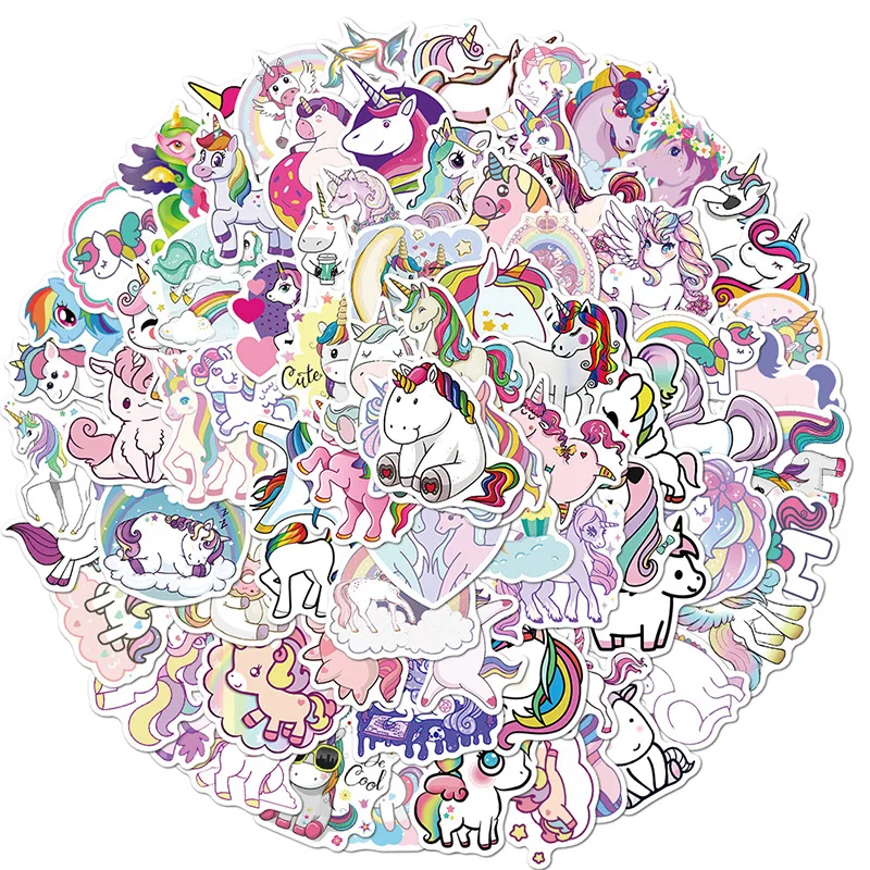 

100PCS Unicorn Stickers Graffiti Suitcase For Water Cup Helmet Computer