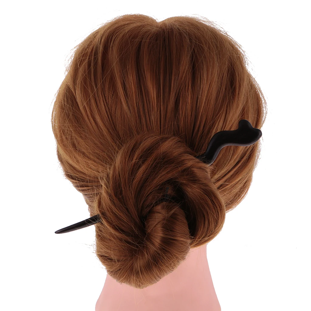 6 Pieces Chinese Classical Women Hair Clip Handmade Black Sandalwood Hair Stick