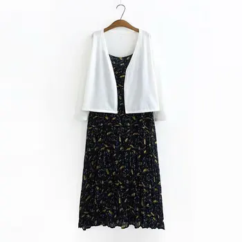 

2020 New Fashion Brand Oversize Plus Size Women Set Shirt And Dress Print Casual Three Quarter Strapless