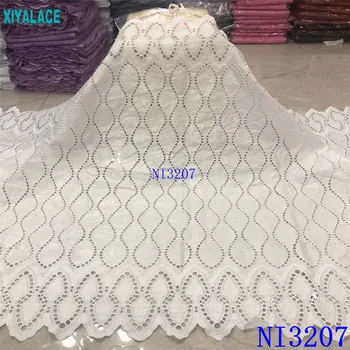 

White African bazin riche fabric with brode Latest fashion embroidery bazin lace fabric with net lace 5 yards NI3207