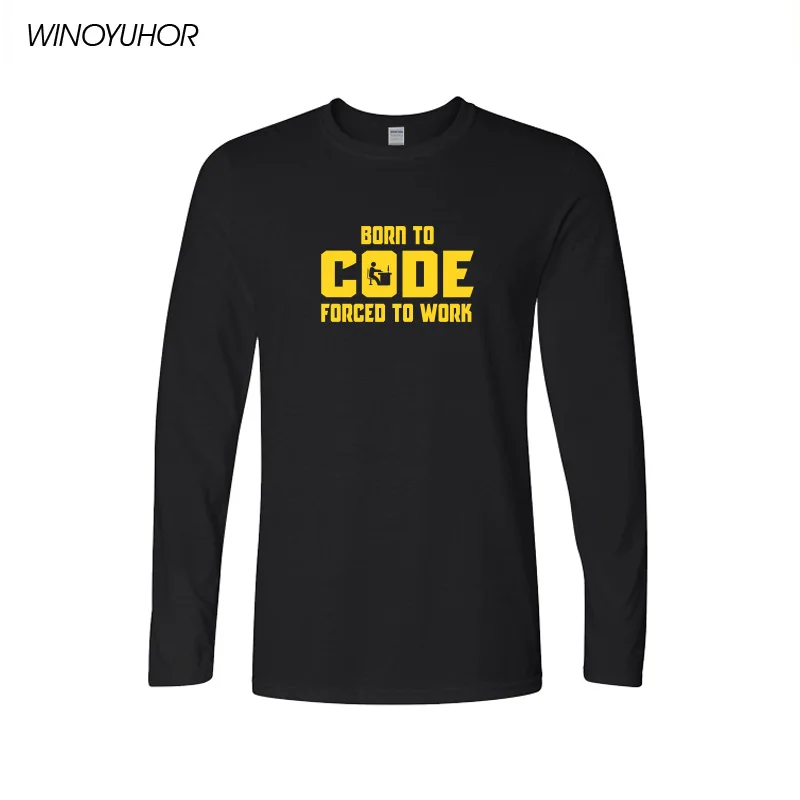 Программист футболка Born ToCode вынуждены проектные работы с графическим принтом Футболка забавный подарок на день рождения для бойфренд муж - Цвет: black