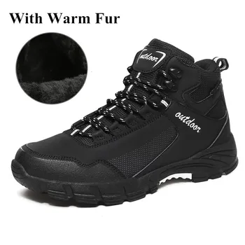 

Yhebke Leather Men Winter Rubber Boots Warm Waterproof Autumn Sneakers Military Outdoor Hiking Trekking Shoes 2020 New Size39-48