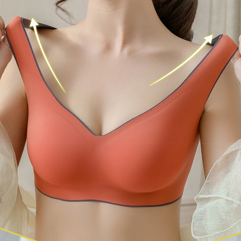 2pcs Seamless Bra Push Up Bras For Women Latex Gathers sexy bra