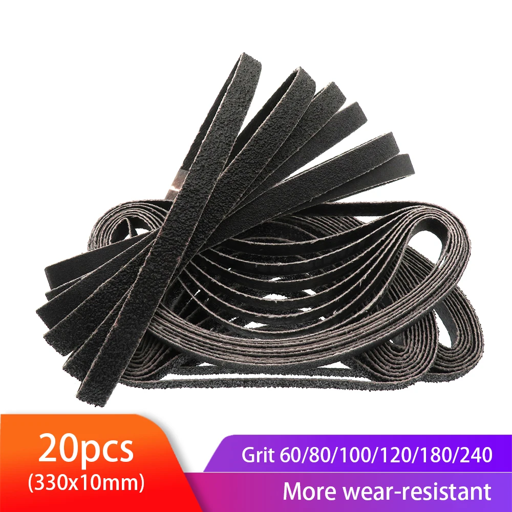 

20pcs Sanding Belt 60/80//100/120/180/240Grit Abrasive Sanding Belt 330x10mm for Wood Metal Grinding Polishing