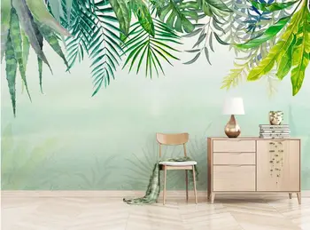 

CJSIR Custom Wallpaper Modern Green Leaf Watercolor TV Background Home Decor Living Room Bedroom Background 3d Wallpaper Decor