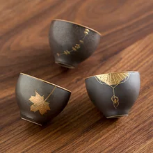 Ржавчины окрашенные золотые керамические чайные чашки чайные наборы кунг-фу Ретро чашки высококлассные бытовые чайные наборы